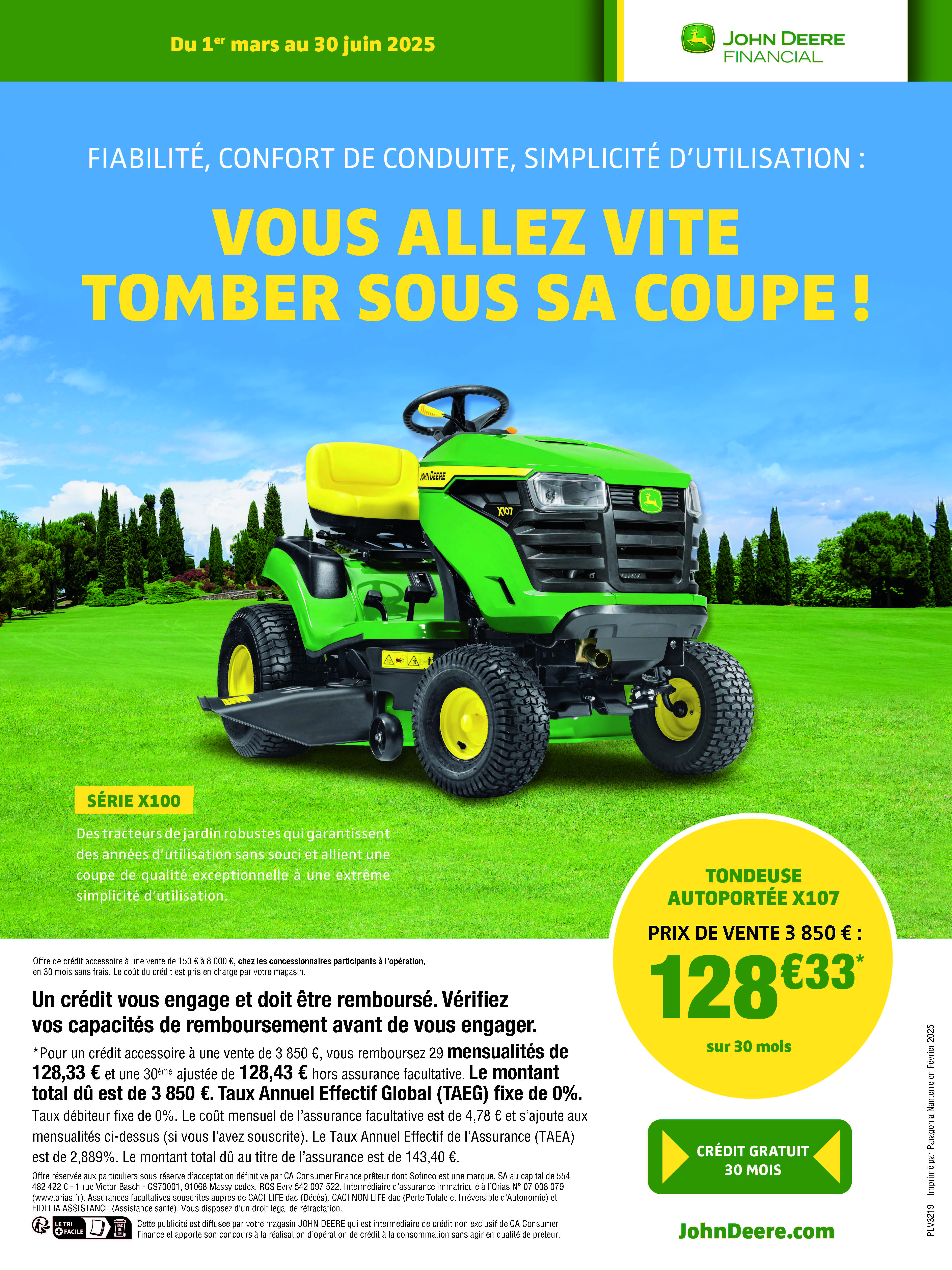 SUPER FINANCEMENT CHEZ JOHN DEERE 30X SANS FRAIS !